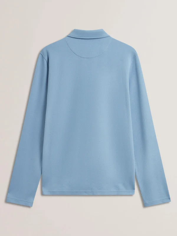 Kalend Long Sleeve Zip Neck Herringbone Polo