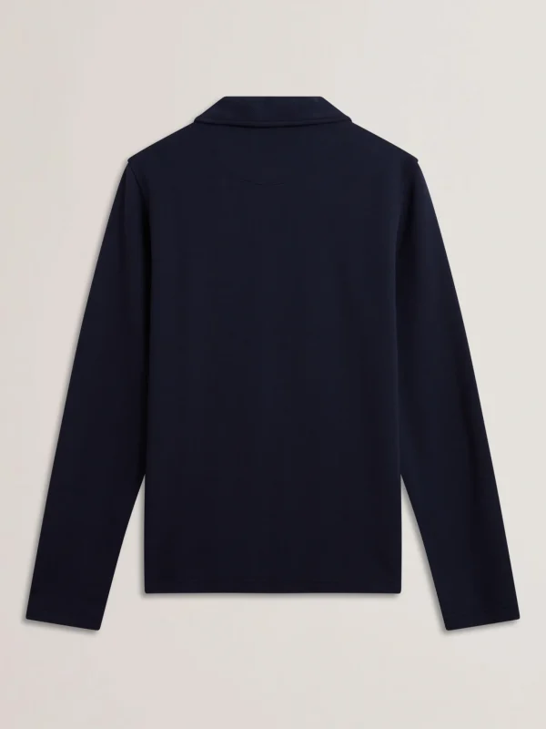 Kalend Long Sleeve Zip Neck Herringbone Polo