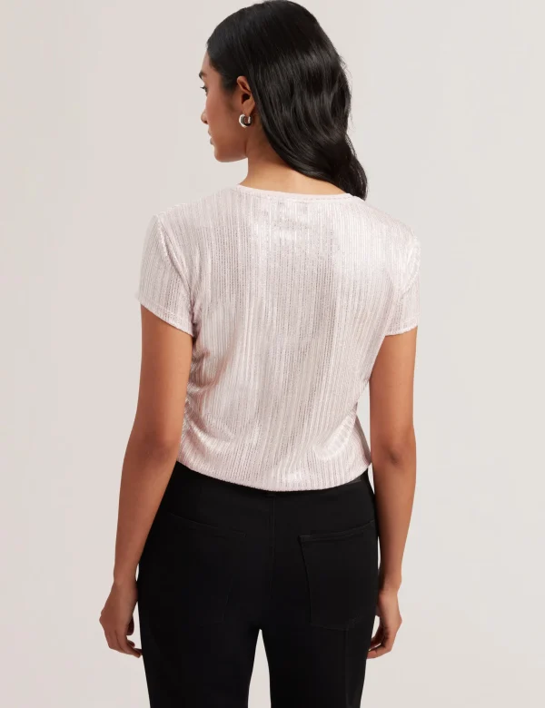 Katrino Ribbed Metallic Fitted T-Shirt