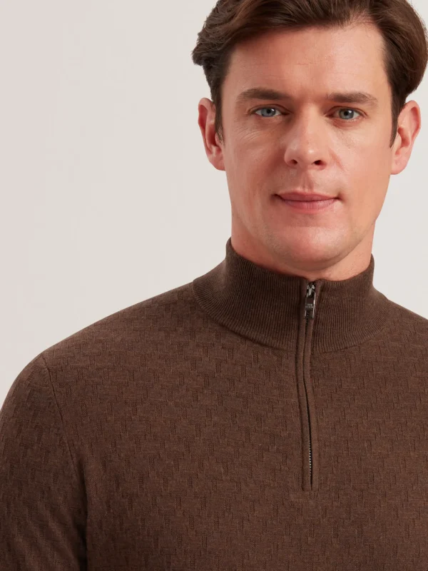 Kurnle T Knit Half Zip Funnel Neck Jumper