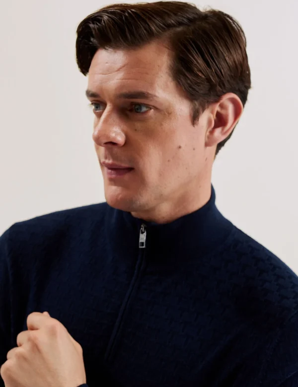 Kurnle T Knit Half Zip Funnel Neck Jumper