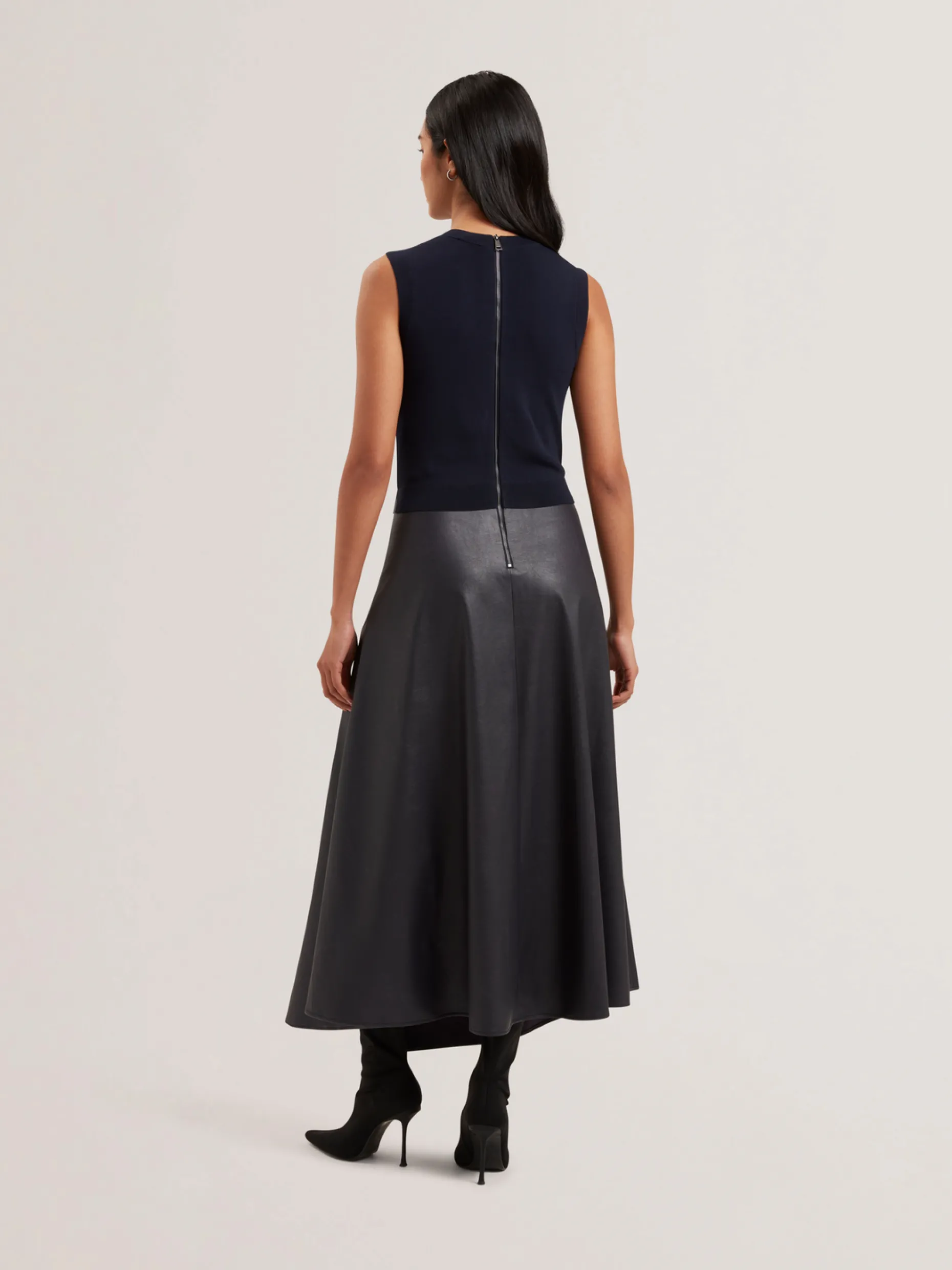 labasa_sleeveless_knit_fa_1.webp Labasa Sleeveless Knit Faux Leather Midi Dress