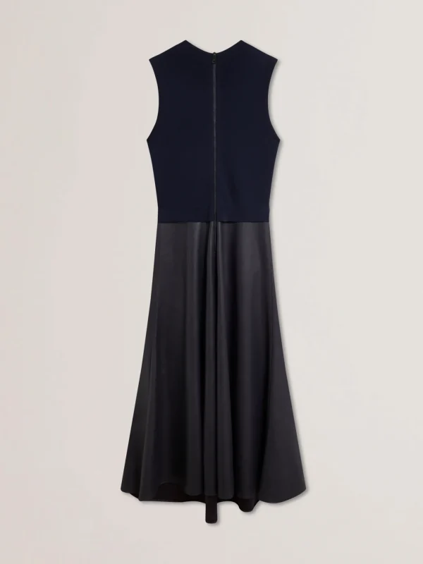 Labasa Sleeveless Knit Faux Leather Midi Dress