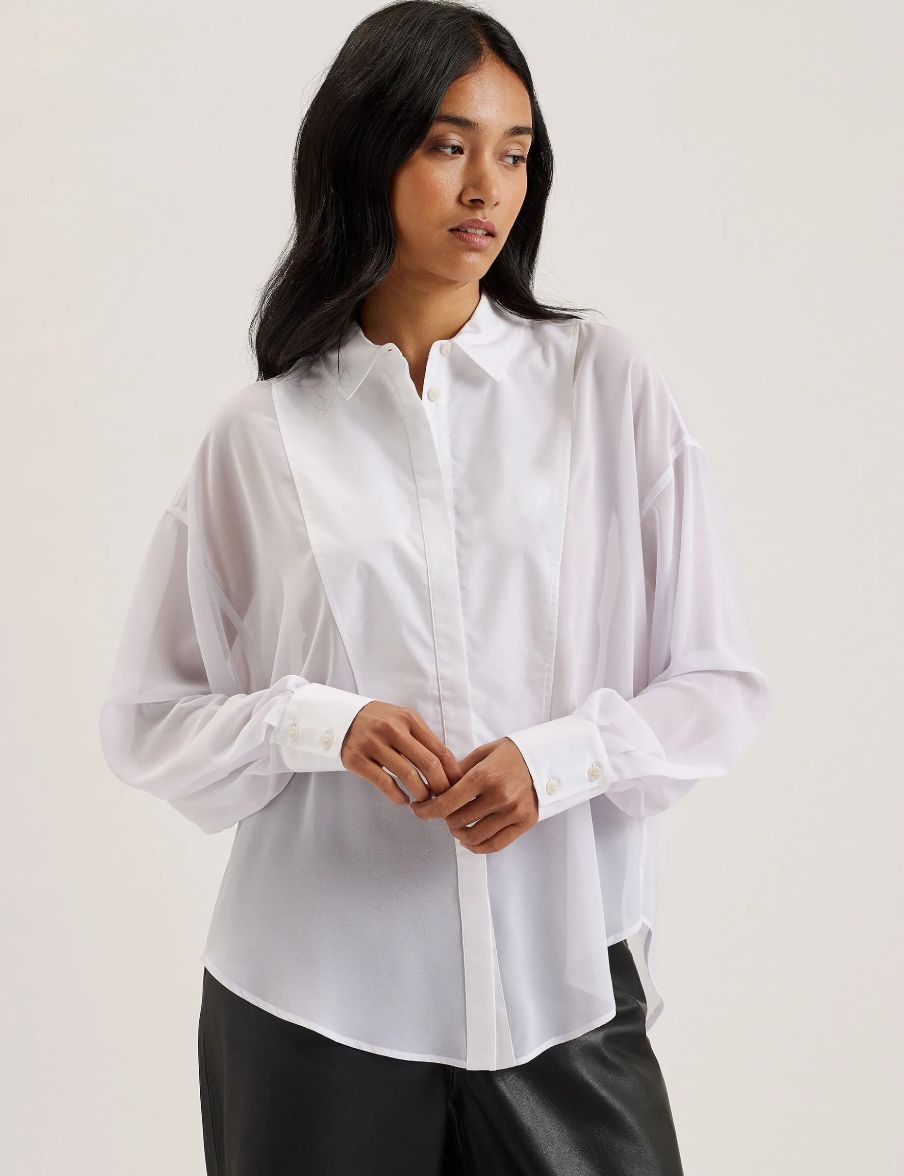 lechosa_bib_front_sheer_l_1.webp Lechosa Bib Front Sheer Long Sleeve Blouse