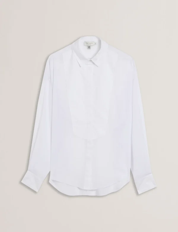 Lechosa Bib Front Sheer Long Sleeve Blouse