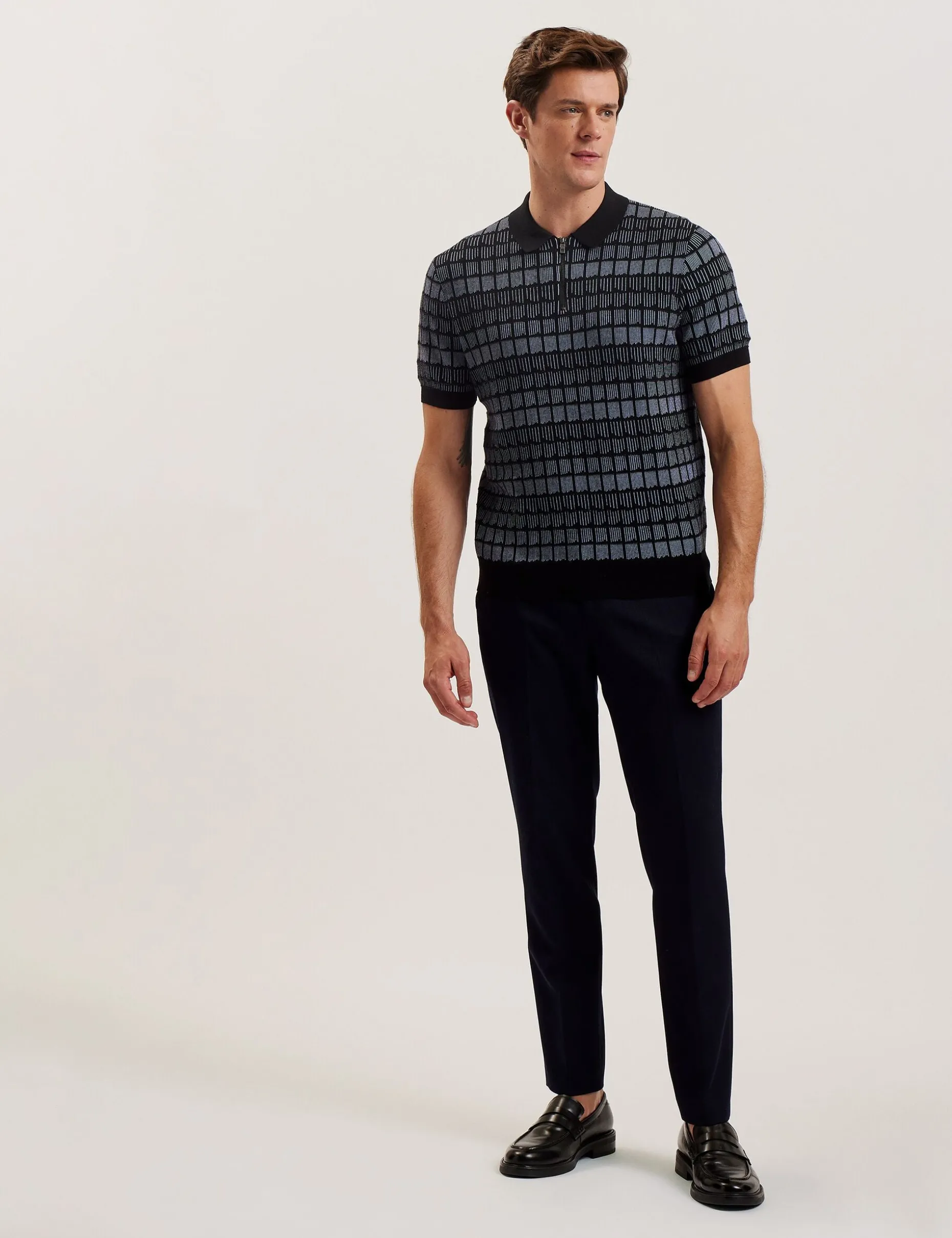 levers_ombre_jacquard_zip_0.webp Levers Ombre Jacquard Zip Neck Polo Shirt