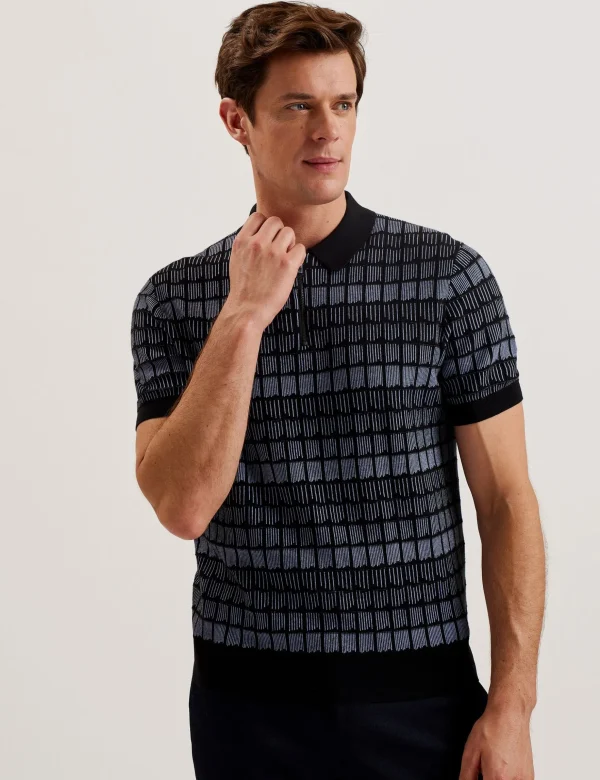 Levers Ombre Jacquard Zip Neck Polo Shirt