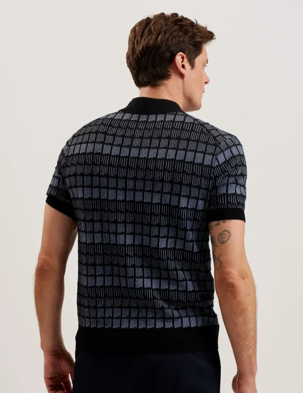 Levers Ombre Jacquard Zip Neck Polo Shirt