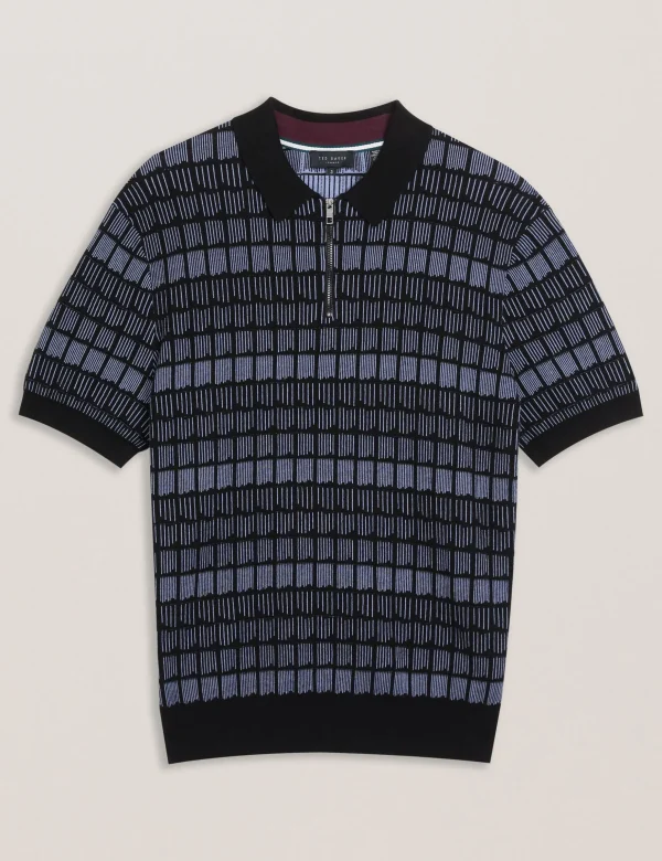 Levers Ombre Jacquard Zip Neck Polo Shirt