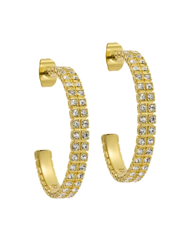 Mellia Medium Double Crystal Hoop Earrings