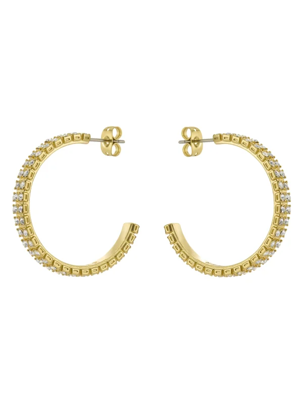 Mellia Medium Double Crystal Hoop Earrings