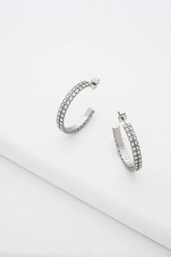 Mellia MELLIA Medium Double Crystal Hoop Earrings