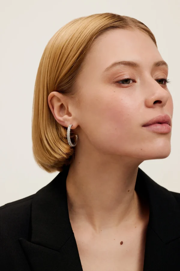 Mellia MELLIA Medium Double Crystal Hoop Earrings