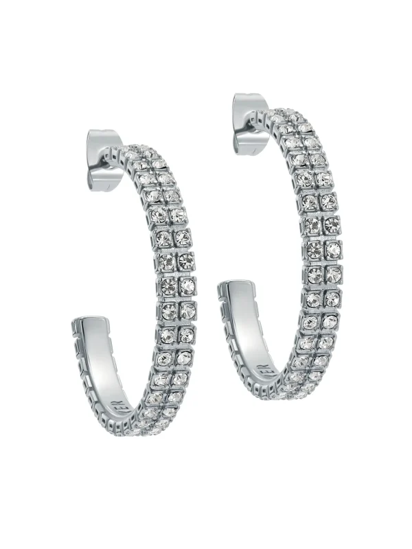 Mellia MELLIA Medium Double Crystal Hoop Earrings