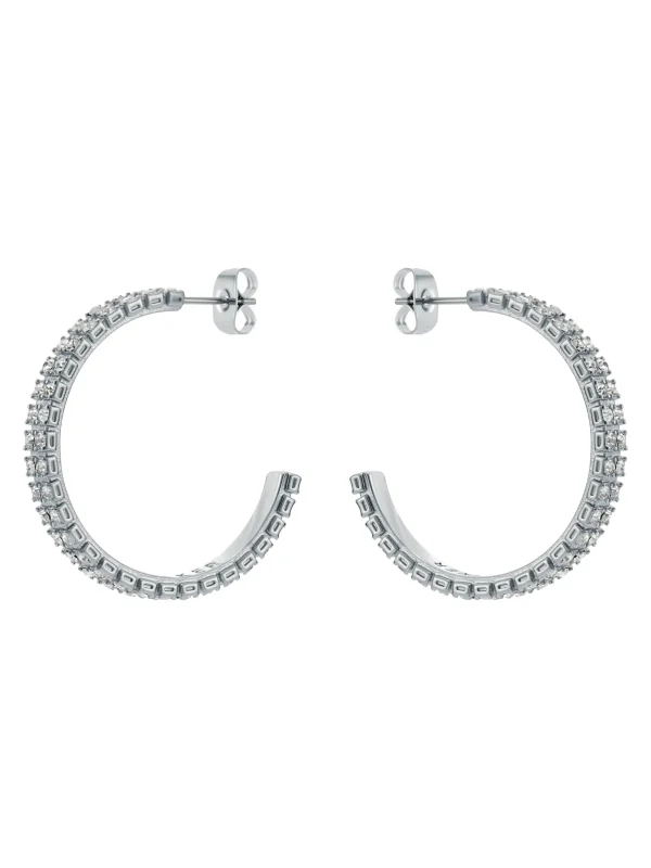 Mellia MELLIA Medium Double Crystal Hoop Earrings