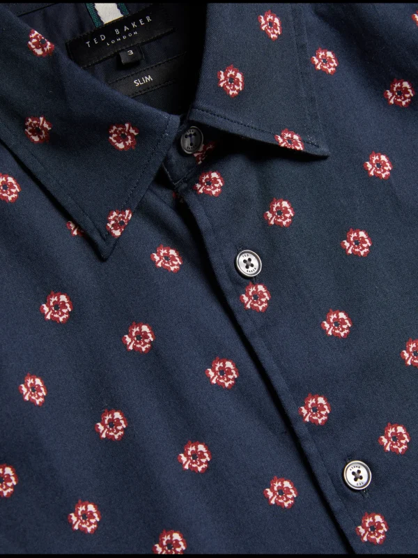 Mikceal Floral Pattern Slim Fit Long Sleeve Shirt