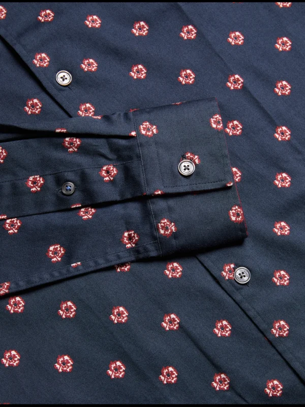 Mikceal Floral Pattern Slim Fit Long Sleeve Shirt