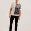 Minsta Textured Patchwork Knit Polo Shirt