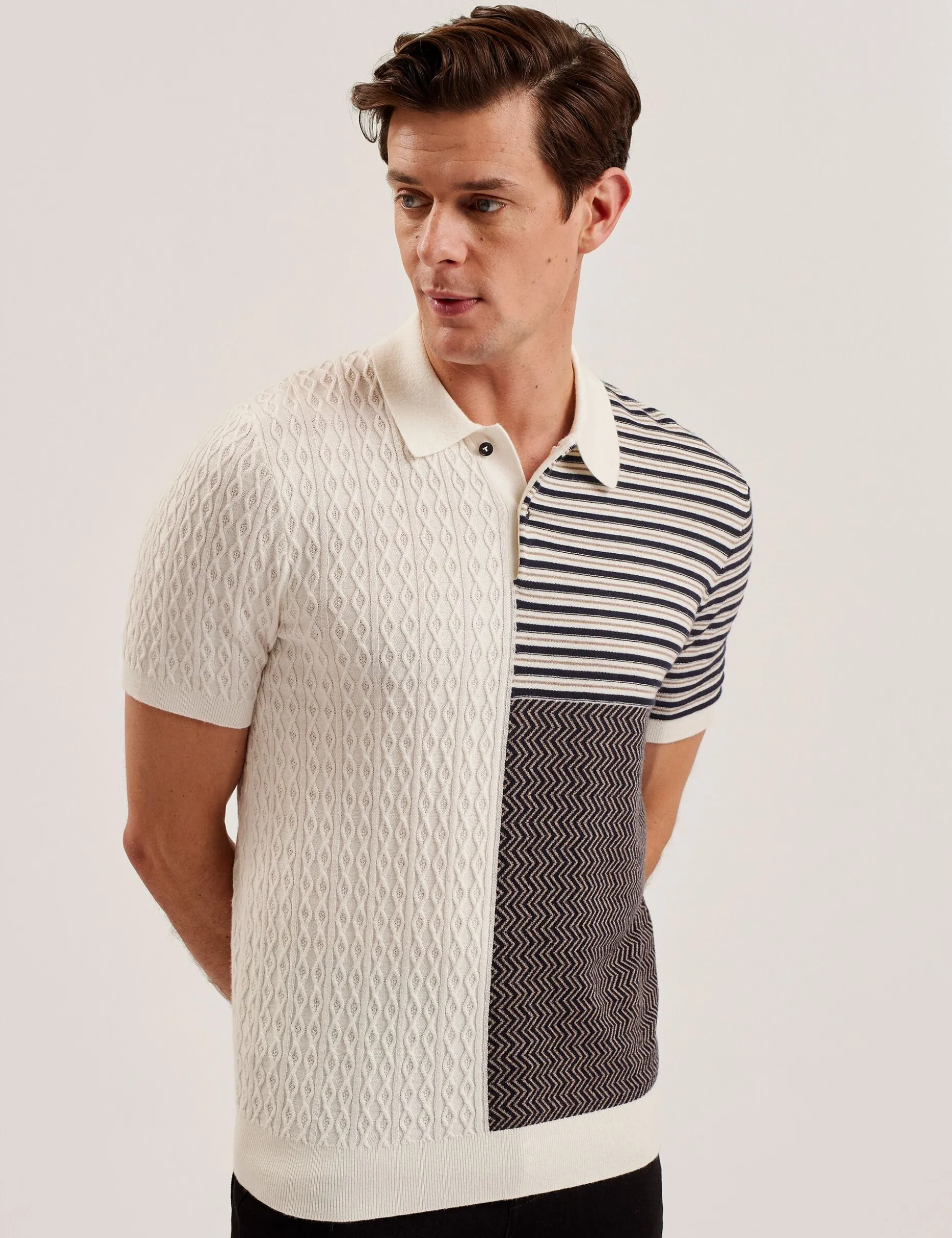 minsta_textured_patchwork_3.webp Minsta Textured Patchwork Knit Polo Shirt