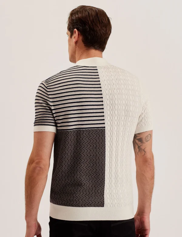 Minsta Textured Patchwork Knit Polo Shirt