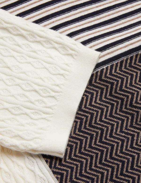 Minsta Textured Patchwork Knit Polo Shirt