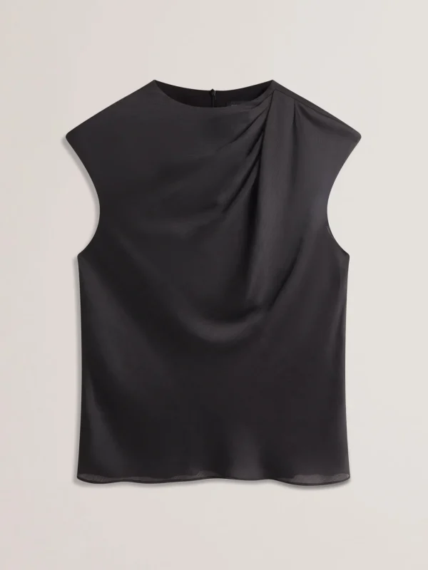 Misrina Drape Neck Detail Satin Top