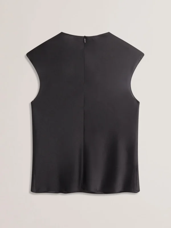 Misrina Drape Neck Detail Satin Top