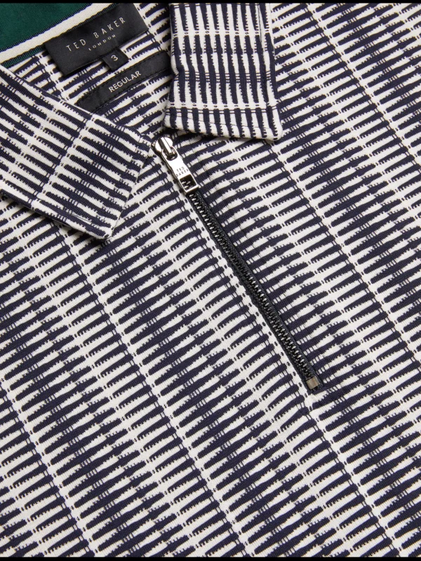 Octon Geo Stripe Zip Neck Polo Shirt