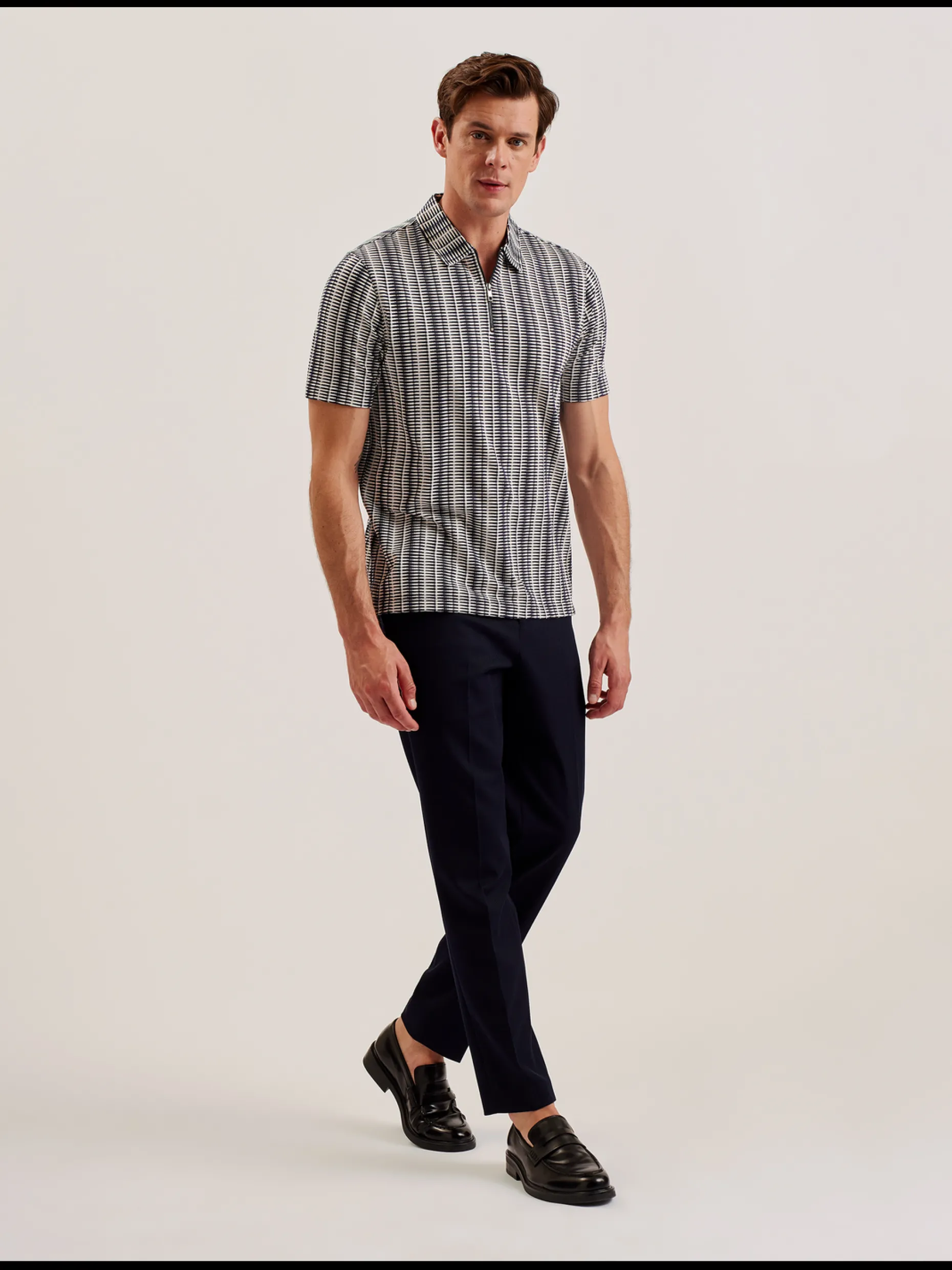 octon_geo_stripe_zip_neck_3.webp Octon Geo Stripe Zip Neck Polo Shirt