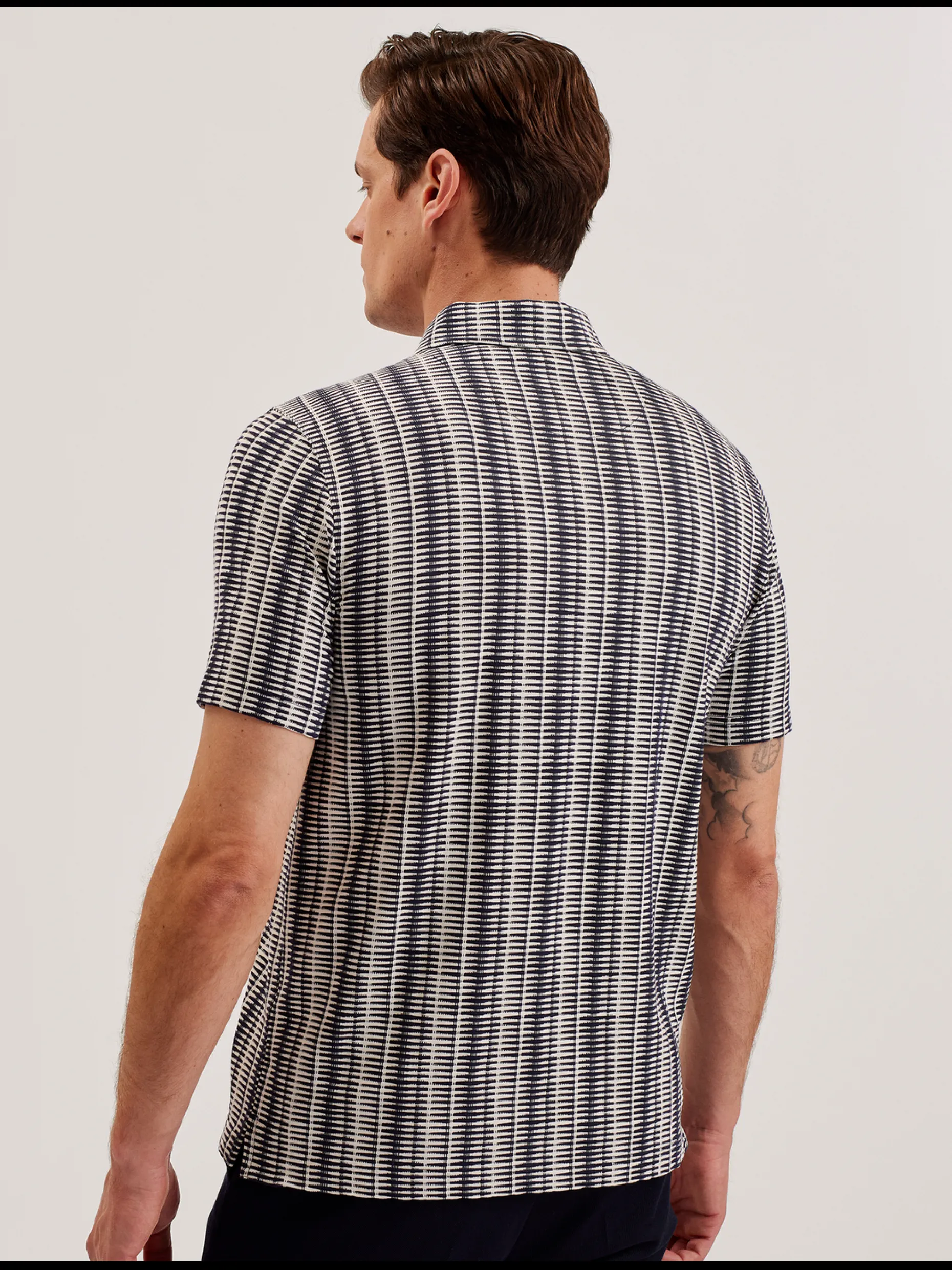 octon_geo_stripe_zip_neck_4.webp Octon Geo Stripe Zip Neck Polo Shirt