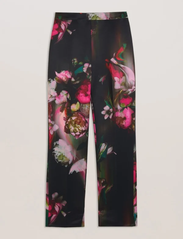 Okunit Tapered Leg Floral Print Tailored Trousers