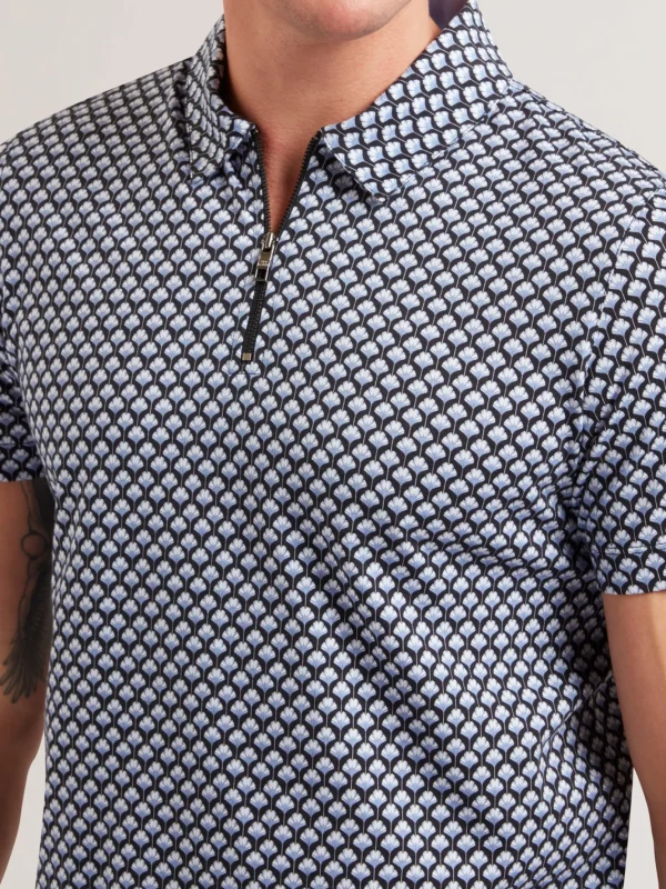 Ounslo Short Sleeve Regular Fit Printed Zip Polo