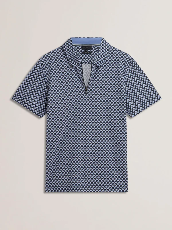Ounslo Short Sleeve Regular Fit Printed Zip Polo