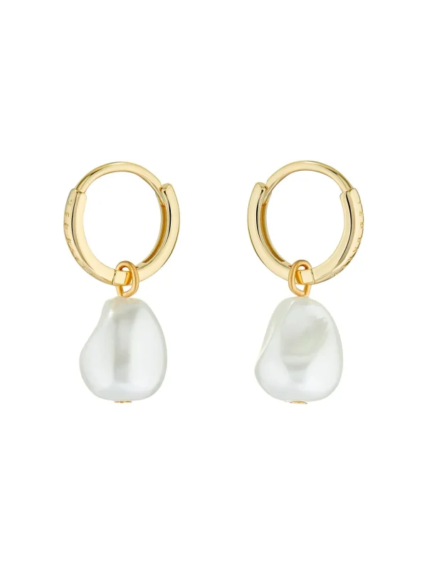 Periaa Pearl Drop Pendant Huggie Earrings