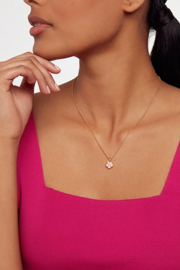 Petiies Painted Flower Pendant Necklace