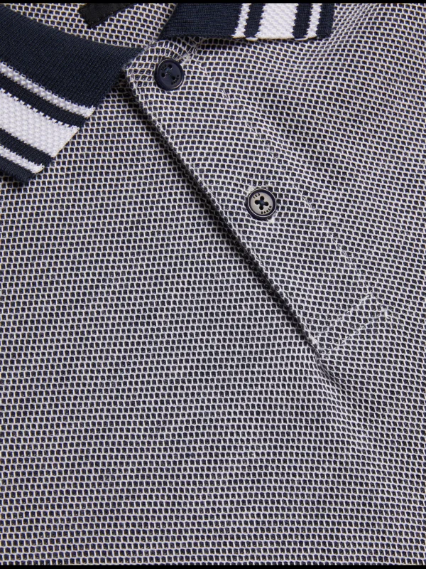 Phenes Textured Cotton Stripe Trim Polo Shirt