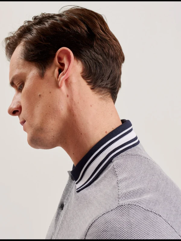 Phenes Textured Cotton Stripe Trim Polo Shirt