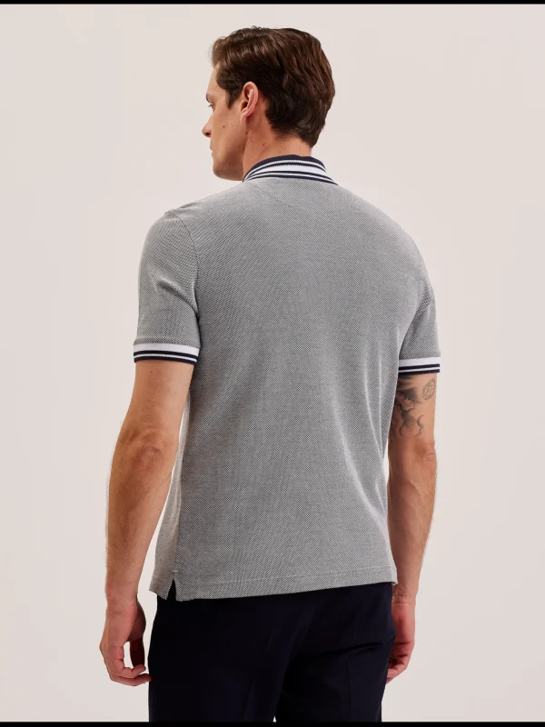 Phenes Textured Cotton Stripe Trim Polo Shirt