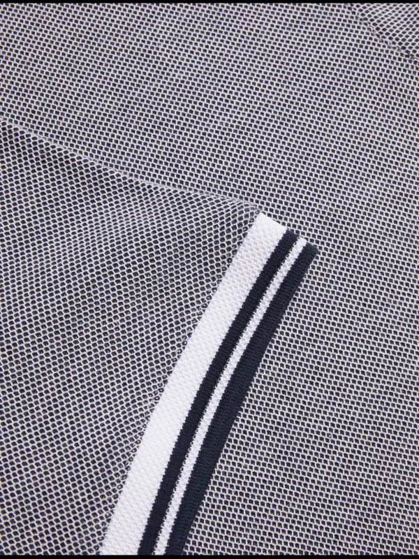 Phenes Textured Cotton Stripe Trim Polo Shirt