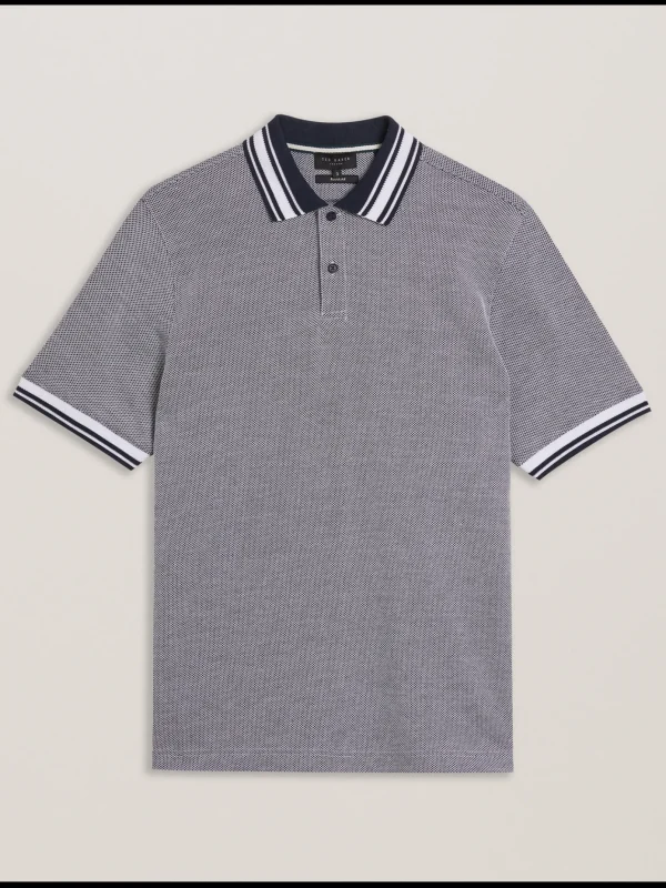 Phenes Textured Cotton Stripe Trim Polo Shirt