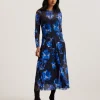 Rozeen Mesh Long Sleeve Printed Dress