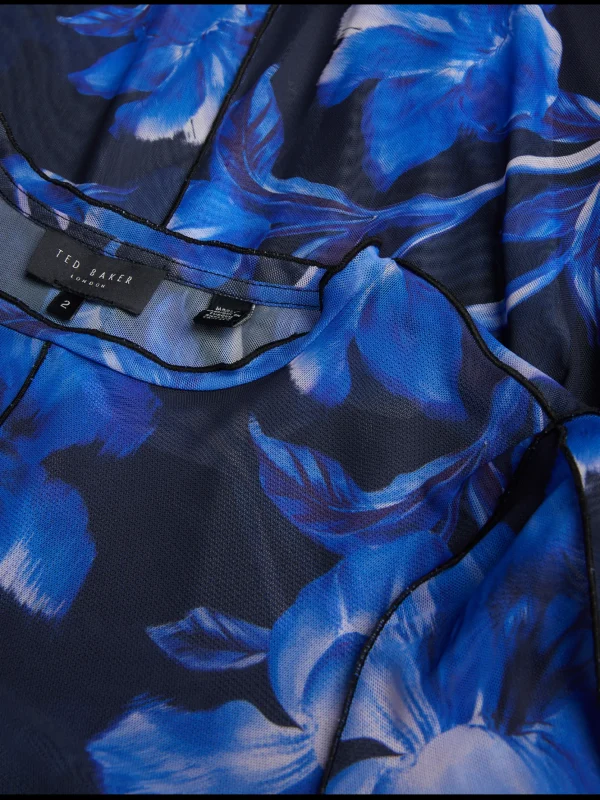 Rozeen Mesh Long Sleeve Printed Dress