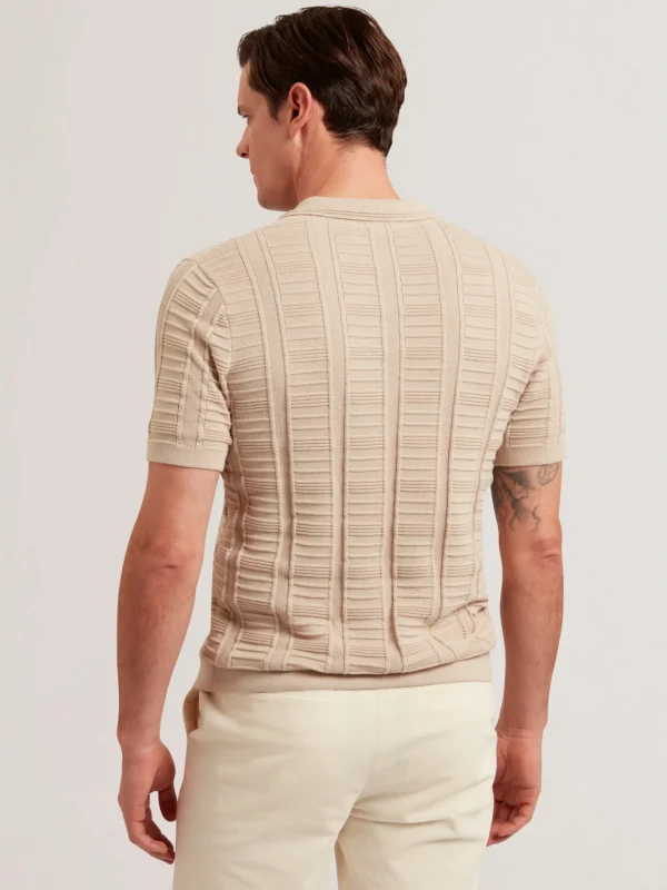 Ruzza Short Sleeve Open Neck Textured Polo