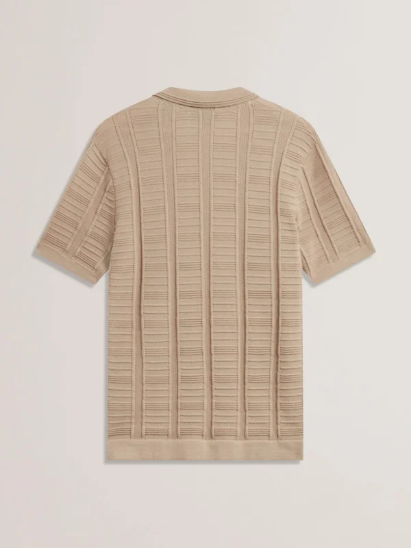 Ruzza Short Sleeve Open Neck Textured Polo