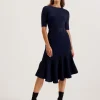 Samalee Flippy Hem Knitted Midi Dress With Belt