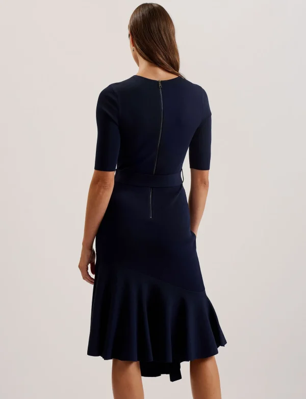 Samalee Flippy Hem Knitted Midi Dress With Belt