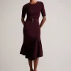 Samalee Flippy Hem Knitted Midi Dress With Belt