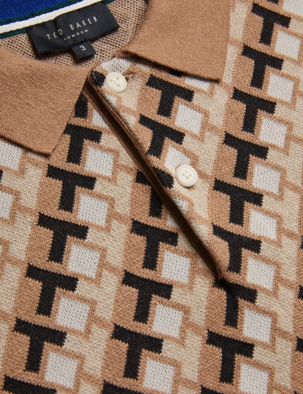 Seferry Interlocking T Jacquard Knitted Polo Shirt