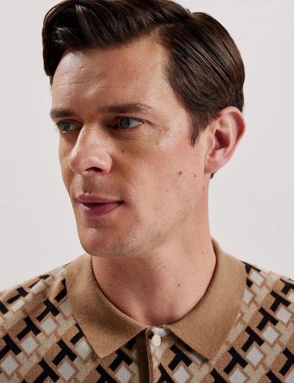 Seferry Interlocking T Jacquard Knitted Polo Shirt
