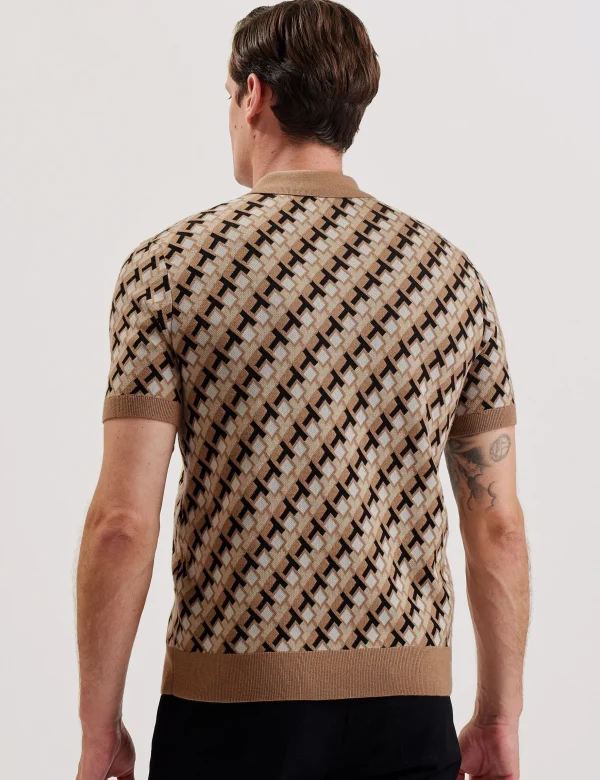 Seferry Interlocking T Jacquard Knitted Polo Shirt